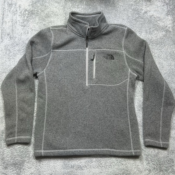 The North Face Gordon Lyons 1/4 Zip Pullover Men's M Gray Fleece Outdoor Pockets - Picture 1 of 16